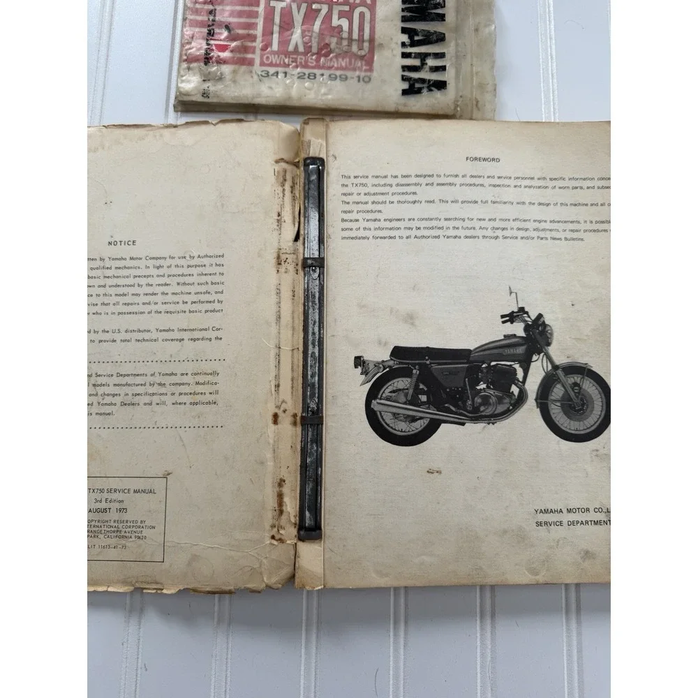 1973 Yamaha TX 750 Original Service Manual Book With‎ Owners Manual